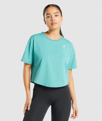 Turquoise Gymshark Pulse Women's T Shirts | US-57FGEUX