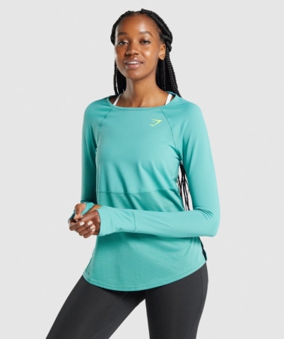 Turquoise Gymshark Pulse Women's T Shirts | US-58OCVND