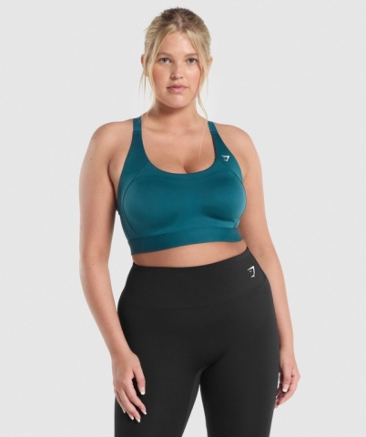 Turquoise Gymshark Racer Back Training Women's Sports Bra | US-86UYPJD