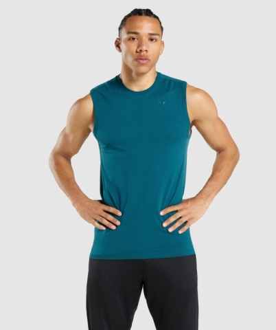 Turquoise Gymshark Regulate Training Men's Tank Tops | US-46BURFO