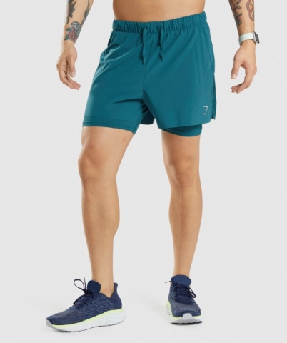 Turquoise Gymshark Speed 5" 2 In 1 Men's Shorts | US-49RUQOK