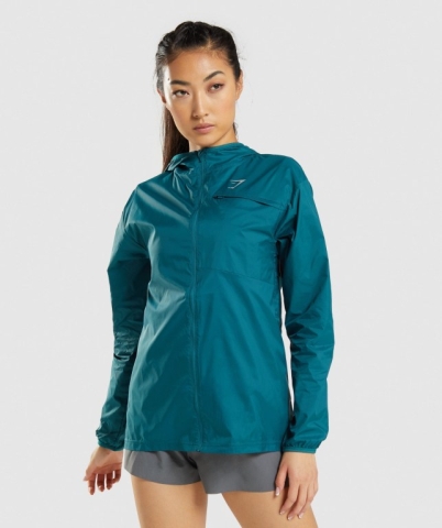 Turquoise Gymshark Speed Windbreaker Women's Jackets | US-19PVWFZ