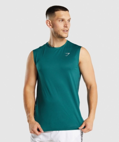 Turquoise Gymshark Sport Men's Tank Tops | US-27UHXKO