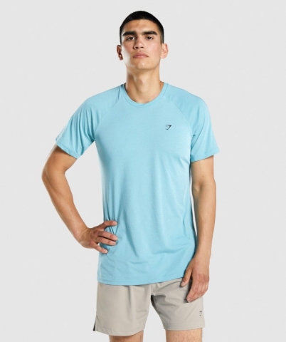 Turquoise Gymshark Studio Men's T Shirts | US-92EAVGR