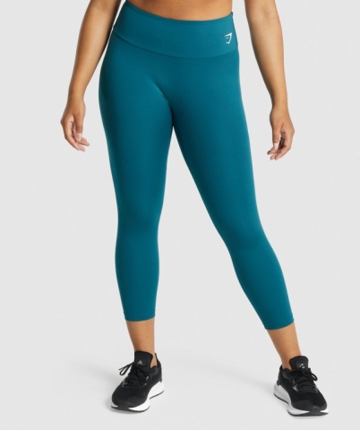 Turquoise Gymshark Training 7/8 High Waisted Women's Leggings | US-94LAMIS