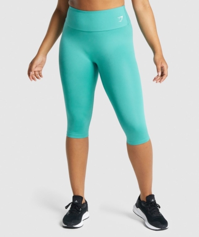 Turquoise Gymshark Training Cropped High Waisted Women's Leggings | US-12SBQAI