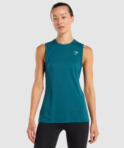 Turquoise Gymshark Training Drop Arm Women's Tank Tops | US-38BMIFU