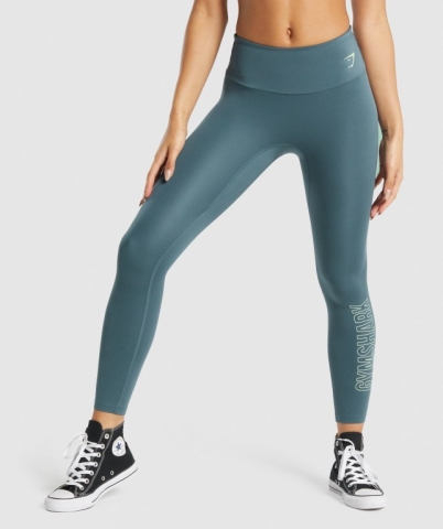 Turquoise Gymshark Training Graphic High Waisted Women's Leggings | US-64OADCY