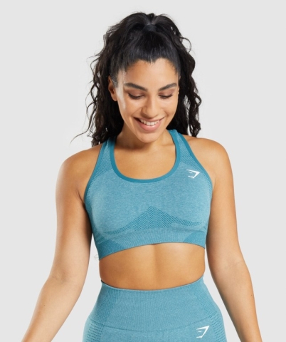 Turquoise Gymshark Vital Seamless 2.0 Women's Sports Bra | US-36EKHUR