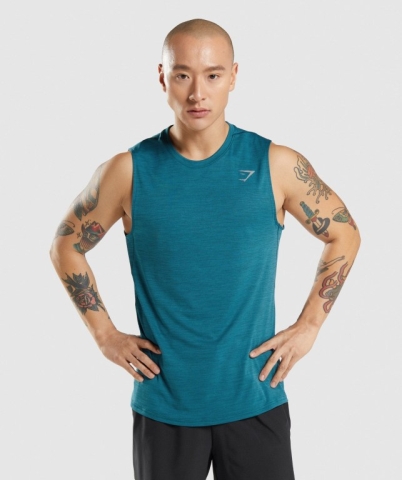 Turquoise / Turquoise Gymshark Speed Men's Tank Tops | US-59PJFEX