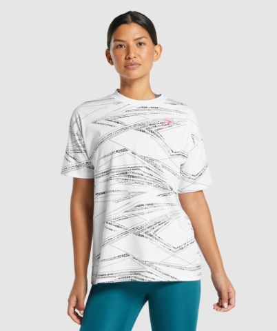 White / Black Gymshark Zone Graphic Women's T Shirts | US-87APXBG