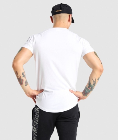 White / Camo Gymshark Bold Men's T Shirts | US-59VAGLB