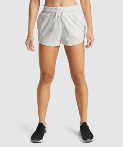 White / Cream Gymshark Animal Graphic Women's Shorts | US-04FIVTD