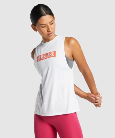 White Gymshark Animal Graphic Infill Women's Tank Tops | US-81JUTXP