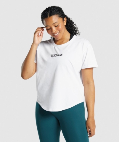 White Gymshark Apollo Graphic Women's T Shirts | US-37QTXKE