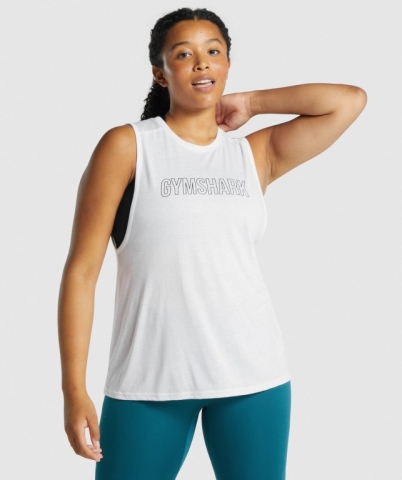 White Gymshark Apollo Graphic Women's Tank Tops | US-73LPVYQ