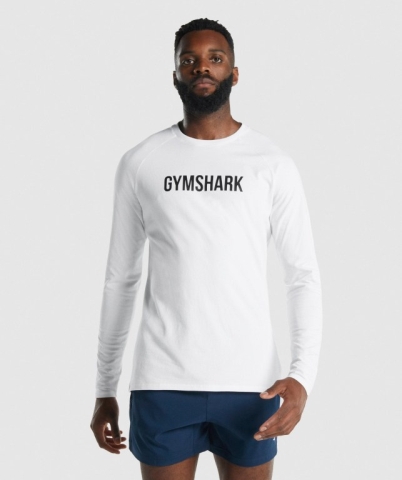 White Gymshark Apollo Men's T Shirts | US-06TJXMU