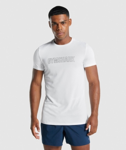 White Gymshark Arrival Graphic Men's T Shirts | US-15SDLYK