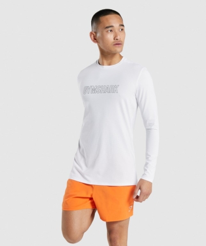 White Gymshark Arrival Graphic Men's T Shirts | US-92SFCBW