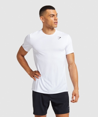 White Gymshark Arrival Men's T Shirts | US-49TZKFG