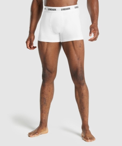 White Gymshark Boxers 2pk Men's Underwear | US-16WGCQS