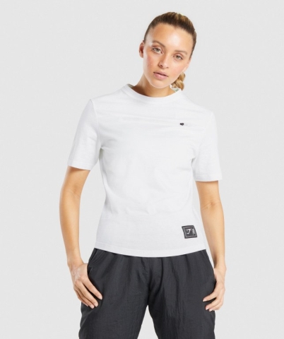 White Gymshark CTY Women's T Shirts | US-38FXMKH