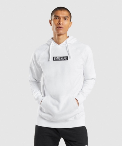 White Gymshark Central Men's Hoodies | US-46JBNSQ