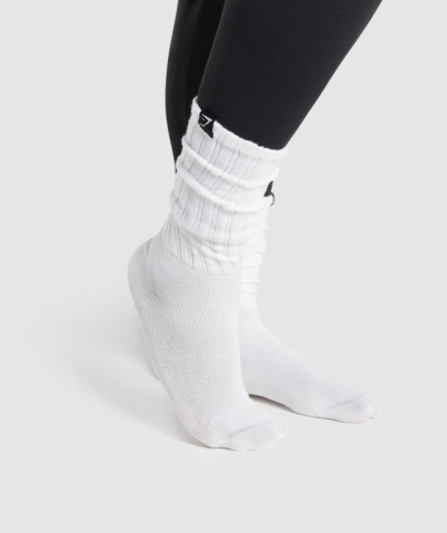 White Gymshark Comfy Rest Day Men's Socks | US-08TEVKH