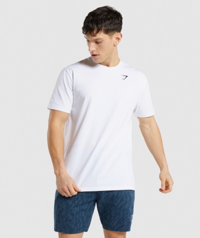 White Gymshark Critical Regular Fit Men's T Shirts | US-78YWRDB