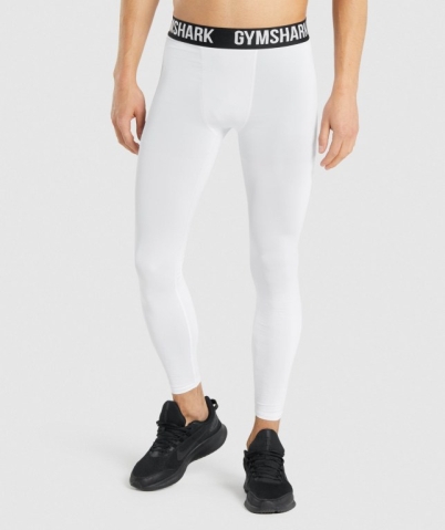 White Gymshark Element Baselayer Men's Joggers | US-20BILFX