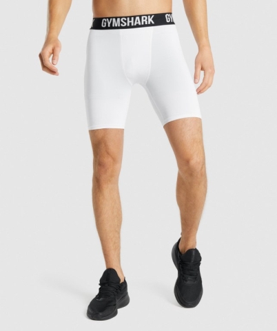 White Gymshark Element Baselayer Men's Shorts | US-04ATIUW