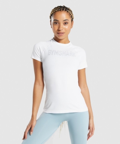 White Gymshark Fit Seamless Loose Women's T Shirts | US-42COVQN