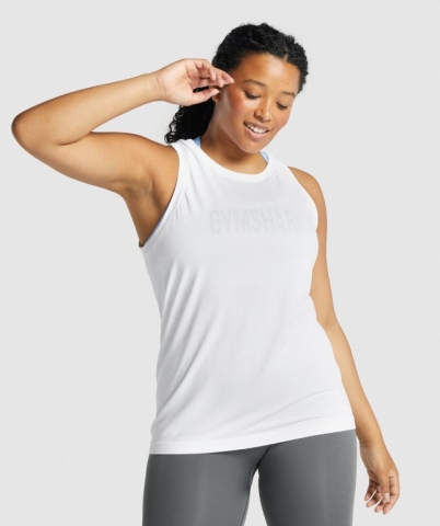 White Gymshark Fit Seamless Loose Women's Tank Tops | US-68QJDVG