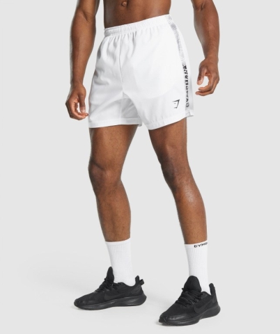 White Gymshark Graphic Sport Men's Shorts | US-37MBJVS