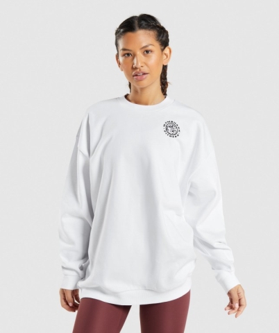 White Gymshark Legacy Graphic Sweatshirt Women's Hoodies | US-13ODFSZ