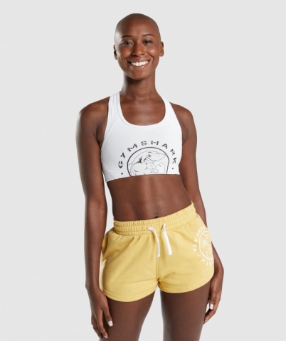 White Gymshark Legacy Graphic Women's Sports Bra | US-05OBYHK