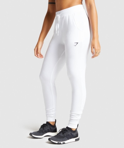 White Gymshark Pippa Training Women's Joggers | US-49LWBYZ