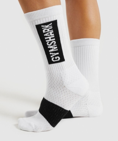 White Gymshark Premium (1pk) Men's Socks | US-13MWOYB