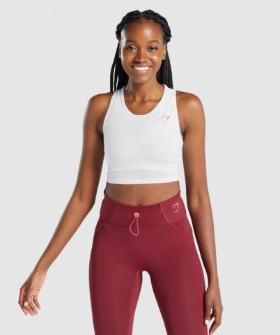 White Gymshark Pulse Crop Women's Tank Tops | US-38PZWTB