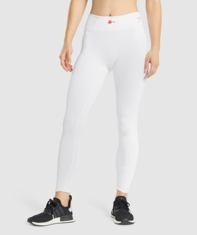 White Gymshark Pulse High Waisted Women's Leggings | US-75UHFCY