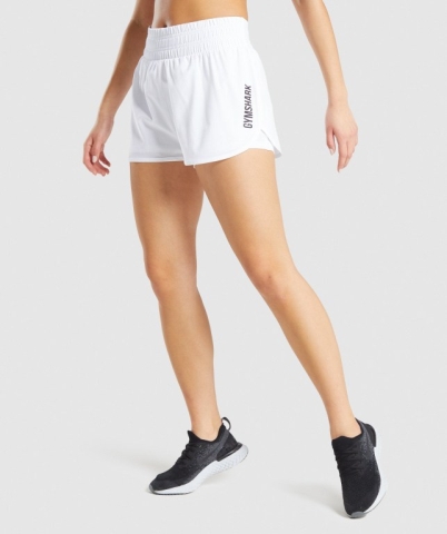 White Gymshark Pulse Mid Rise Women's Shorts | US-81PVBES