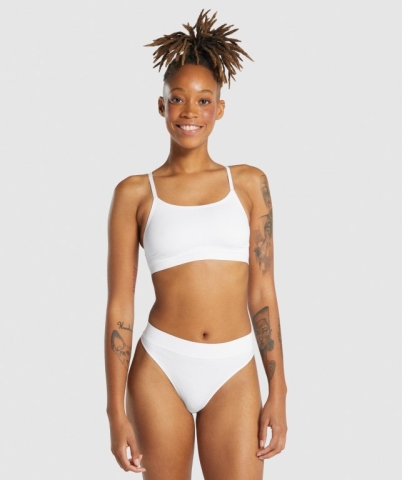 White Gymshark Seamless High Neck Bralette Women's Underwear | US-14IXYSQ