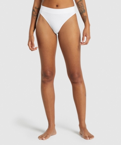 White Gymshark Seamless High Rise Thong Women's Underwear | US-32ZOCEP