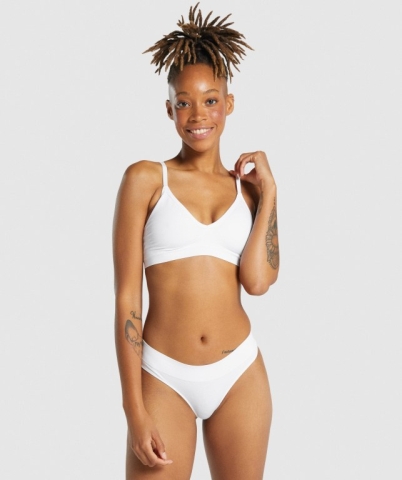 White Gymshark Seamless Low Neck Bralette Women's Underwear | US-73YAHZF