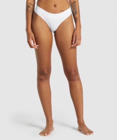 White Gymshark Seamless Low Rise Thong Women's Underwear | US-26HUTLP