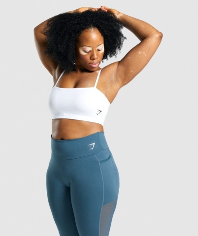 White Gymshark Training Bandeau Women's Sports Bra | US-97PDZJS