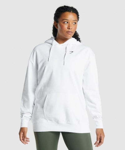 White Gymshark Training Oversized Women's Hoodies | US-35OKTHJ