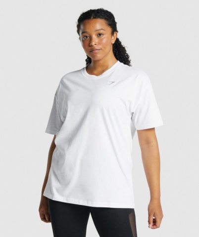 White Gymshark Training Oversized Women's T Shirts | US-49NVGWX