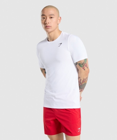 White Gymshark Vital Men's T Shirts | US-97UEWXT