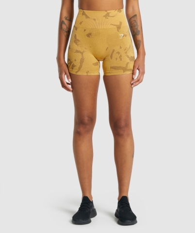 Yellow Gymshark Adapt Camo Seamless Women's Shorts | US-54SWAMT